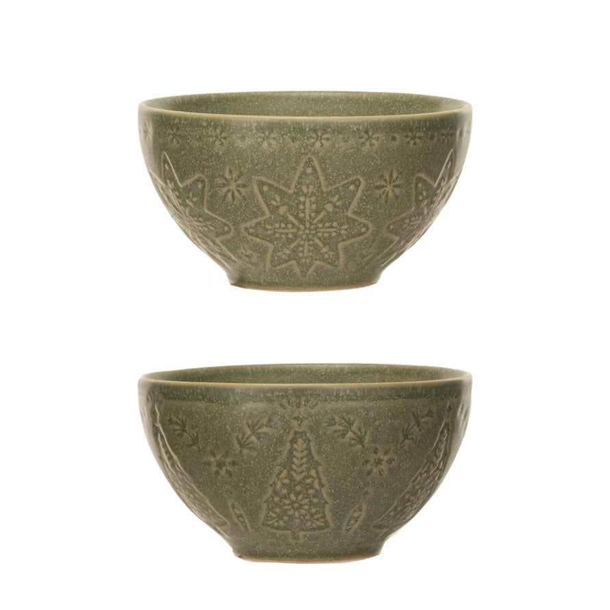 10 oz. Debossed Stoneware Bowl, 2 Styles (Each One Will Vary)
