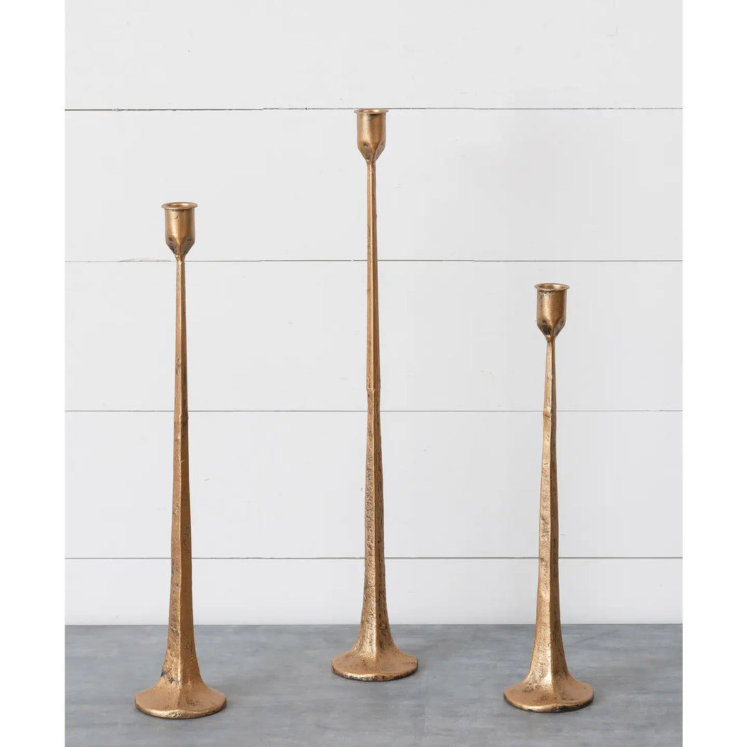 Hand Forged Metal Candle Holders, Copper (Set of 3)