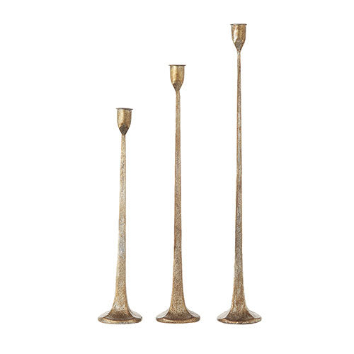 Creative Co-op Metal Taper Holders, Gold - Set of 3