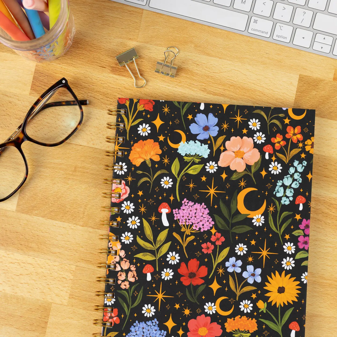 Celestial Garden 7x9 Hardcover Spiral Notebook