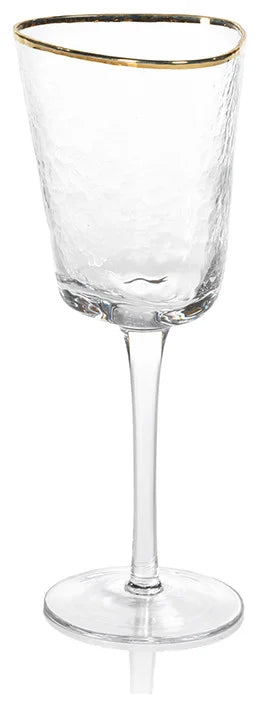 Aperitivo Triangular Wine Glass Clear w/ Gold Rim