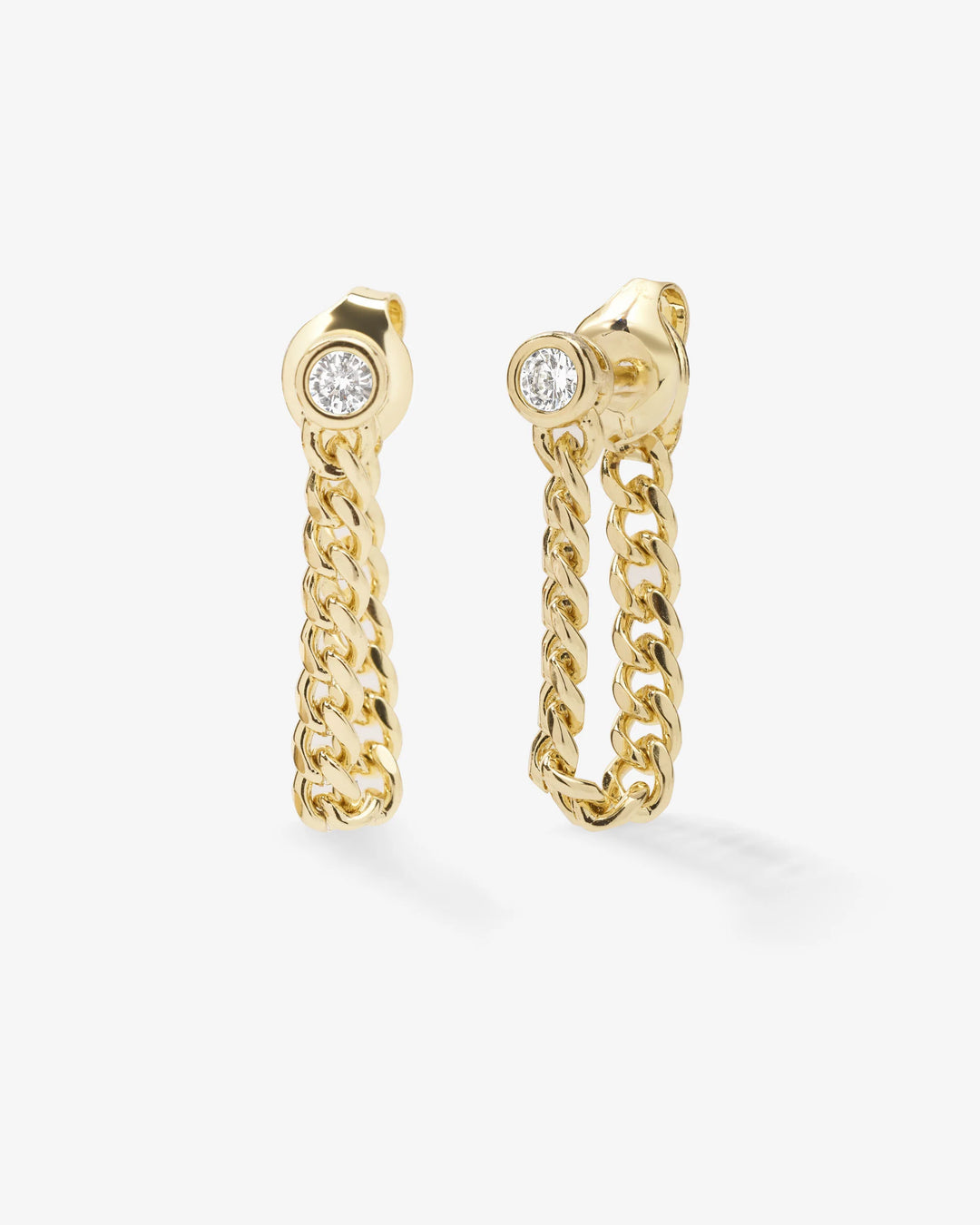 Baby Julian Soft Chain Hoops Gold|White Diamondettes