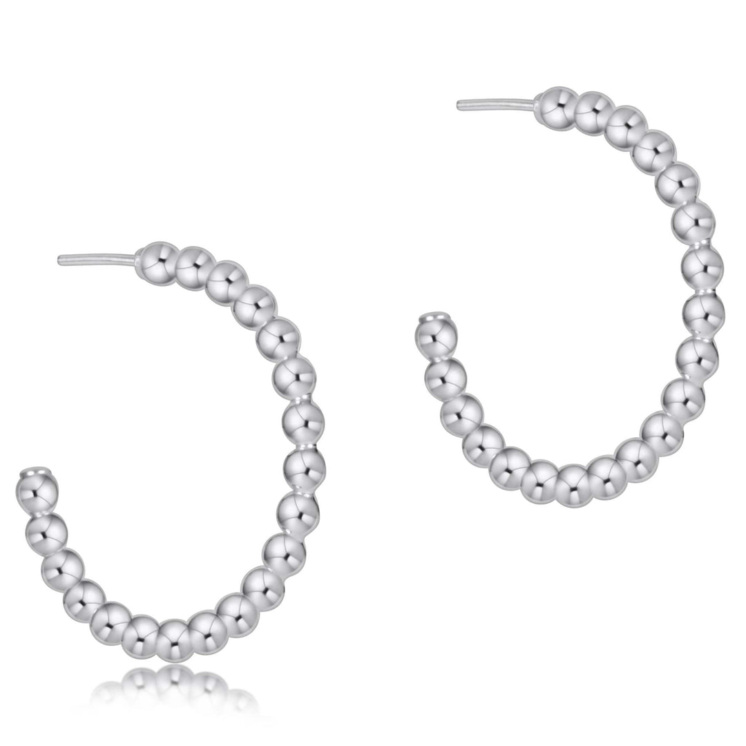 Beaded Classic 1.25" Post Hoop-4mm Sterling