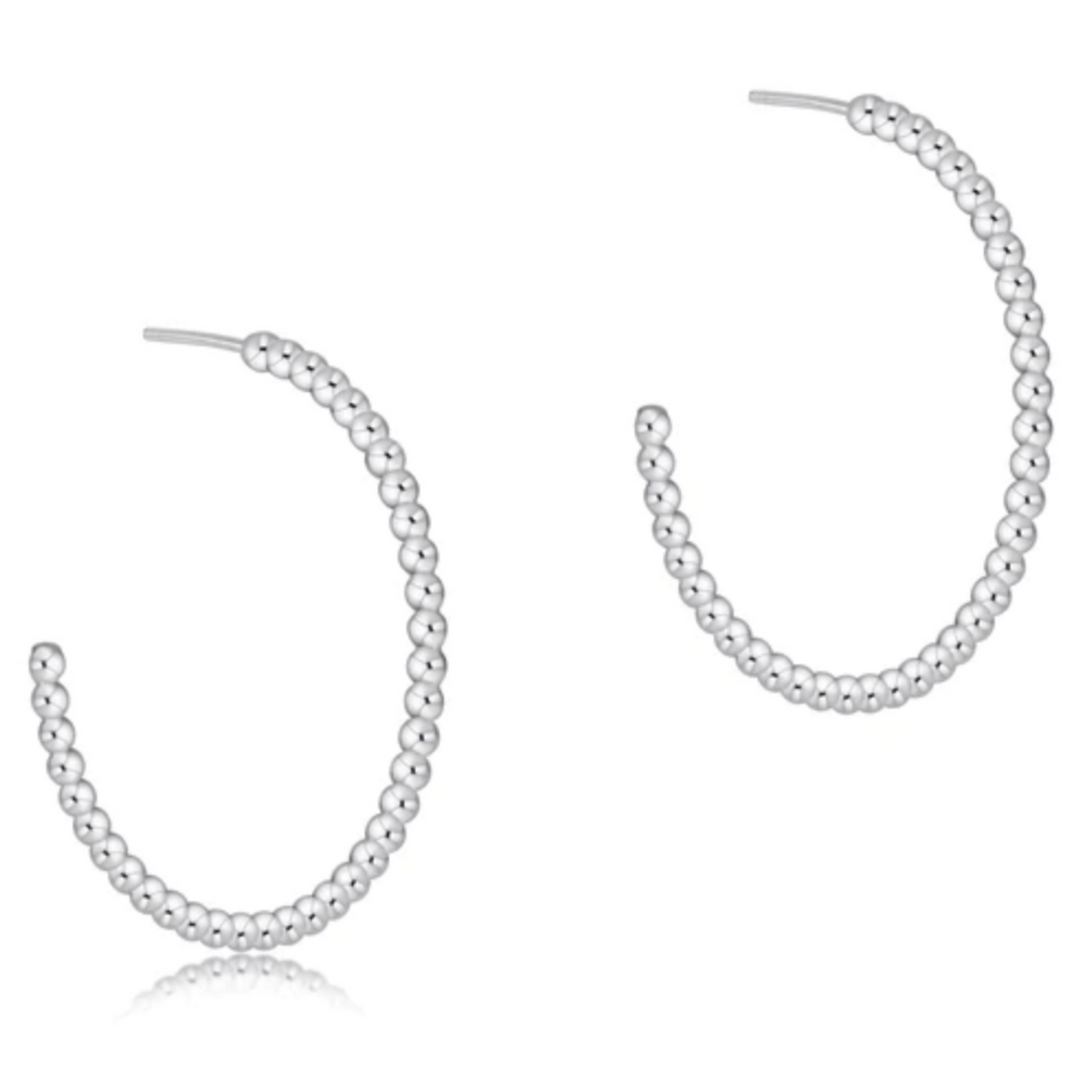 Beaded Classic 1.25" Post Hoop-2mm-Sterling