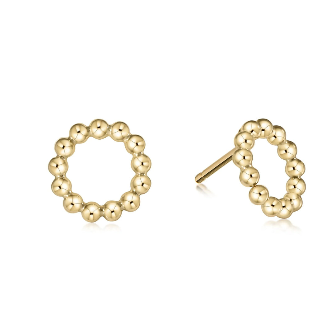 Classic Beaded Halo Stud-3mm Bead Gold