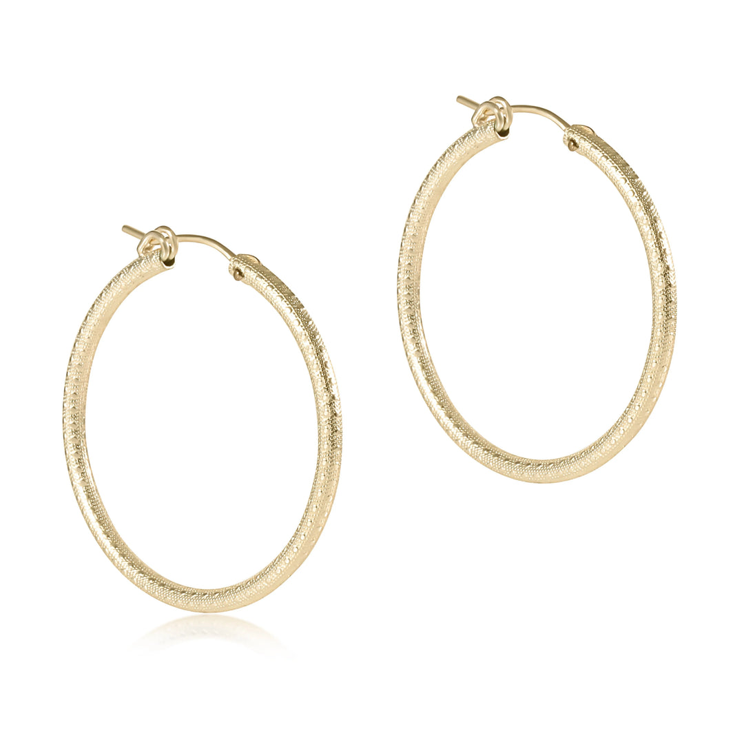 round gold textured Twist Post Hoops