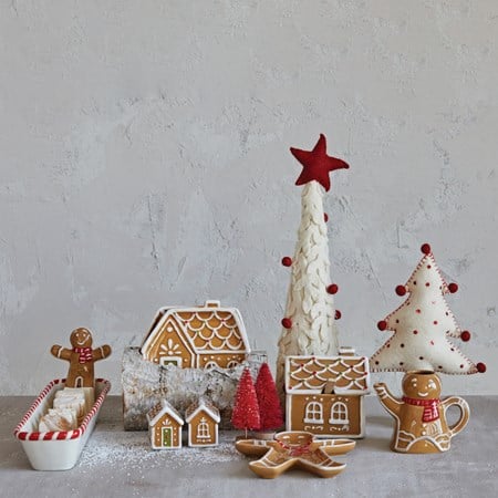 Hand-Painted Ceramic Gingerbread House Shaped Plate, Multi Color, 2 Styles