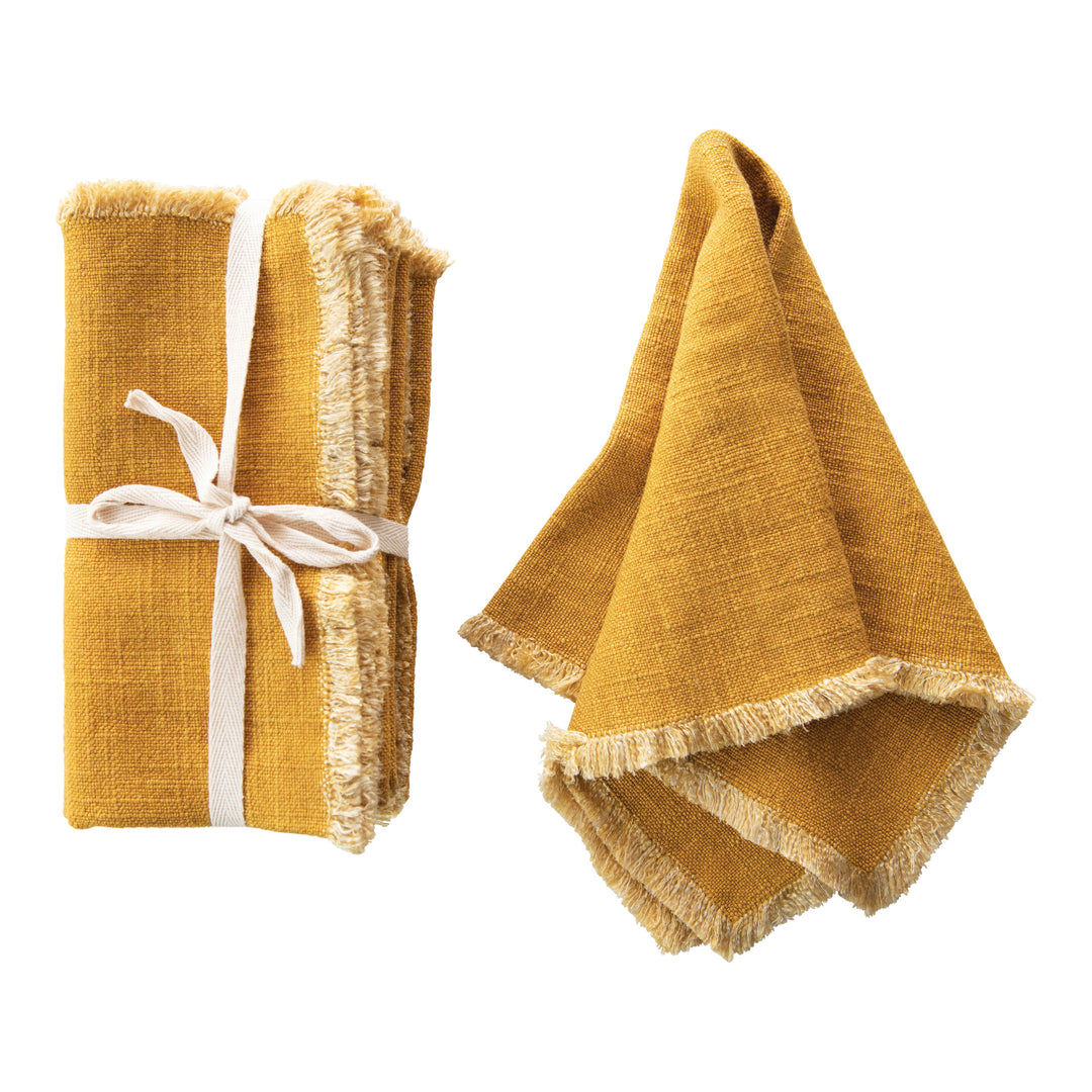 Linen Napkins, Set of 4, Mustard