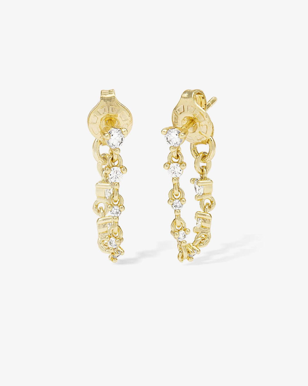 Not Your Basic Soft Hoop Earrings Gold|White Diamondettes