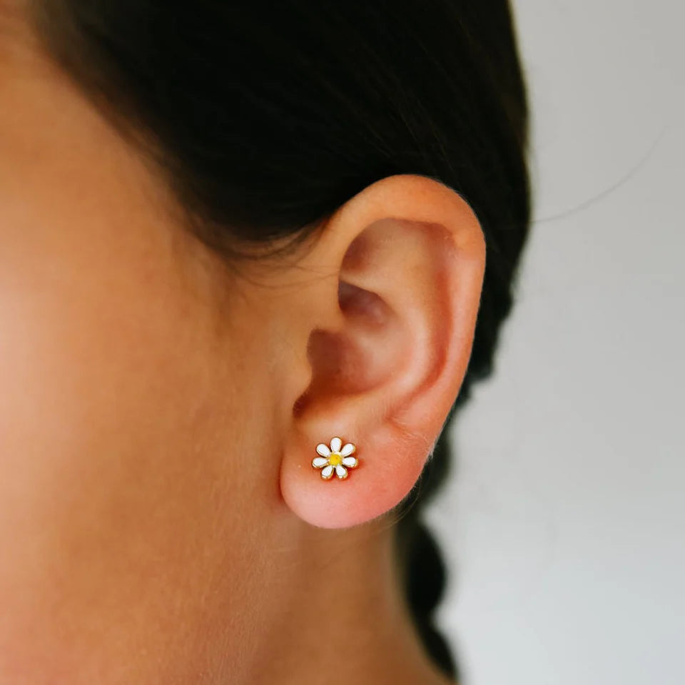 White Daisy Studs