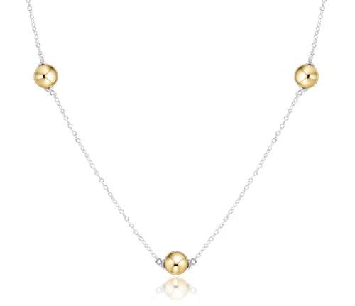 Simplicity Chain Sterling Mixed Metal Choker w/ Classic 6mm Gold Bead