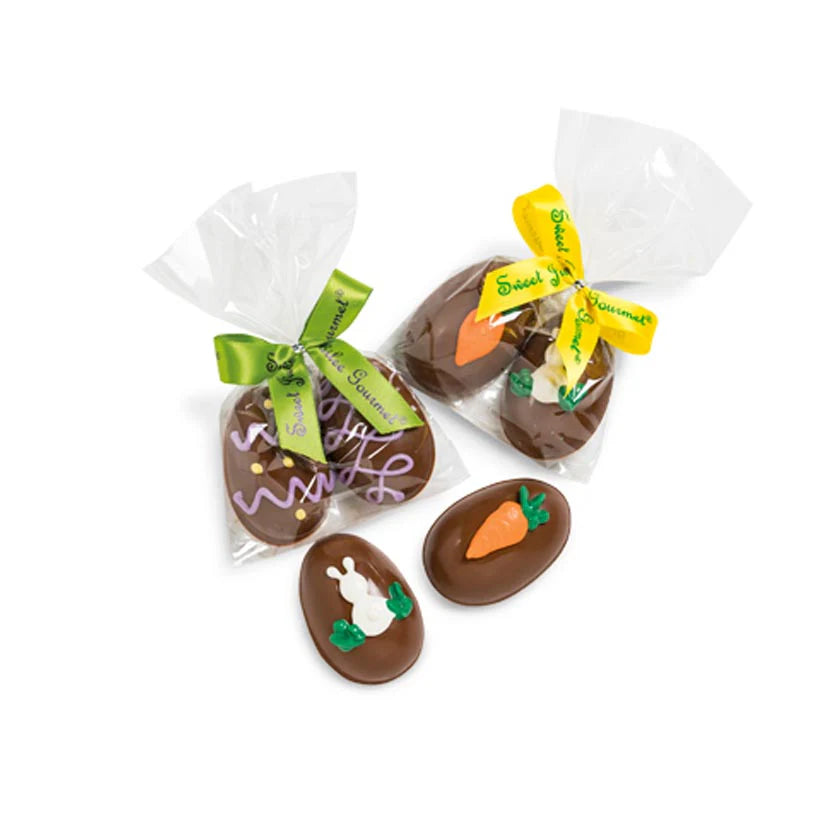 2 Pack Decorated Solid Chocolate Eggs
