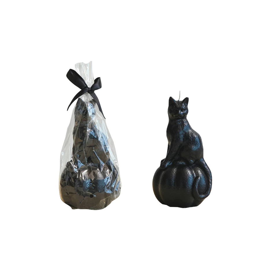 Cat on Pumpkin Shaped Candle