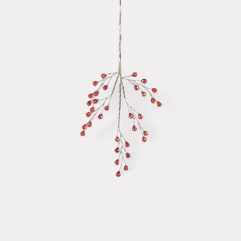Beaded Glass Berry Pick Red and Gold 26 inch