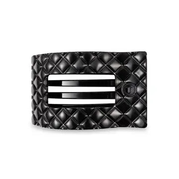 Flat Rectangle Hair Clip | Medium | Jet Black Quilted