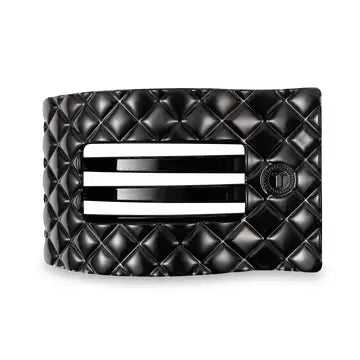 Flat Rectangle Hair Clip | Large | Jet Black Quilted