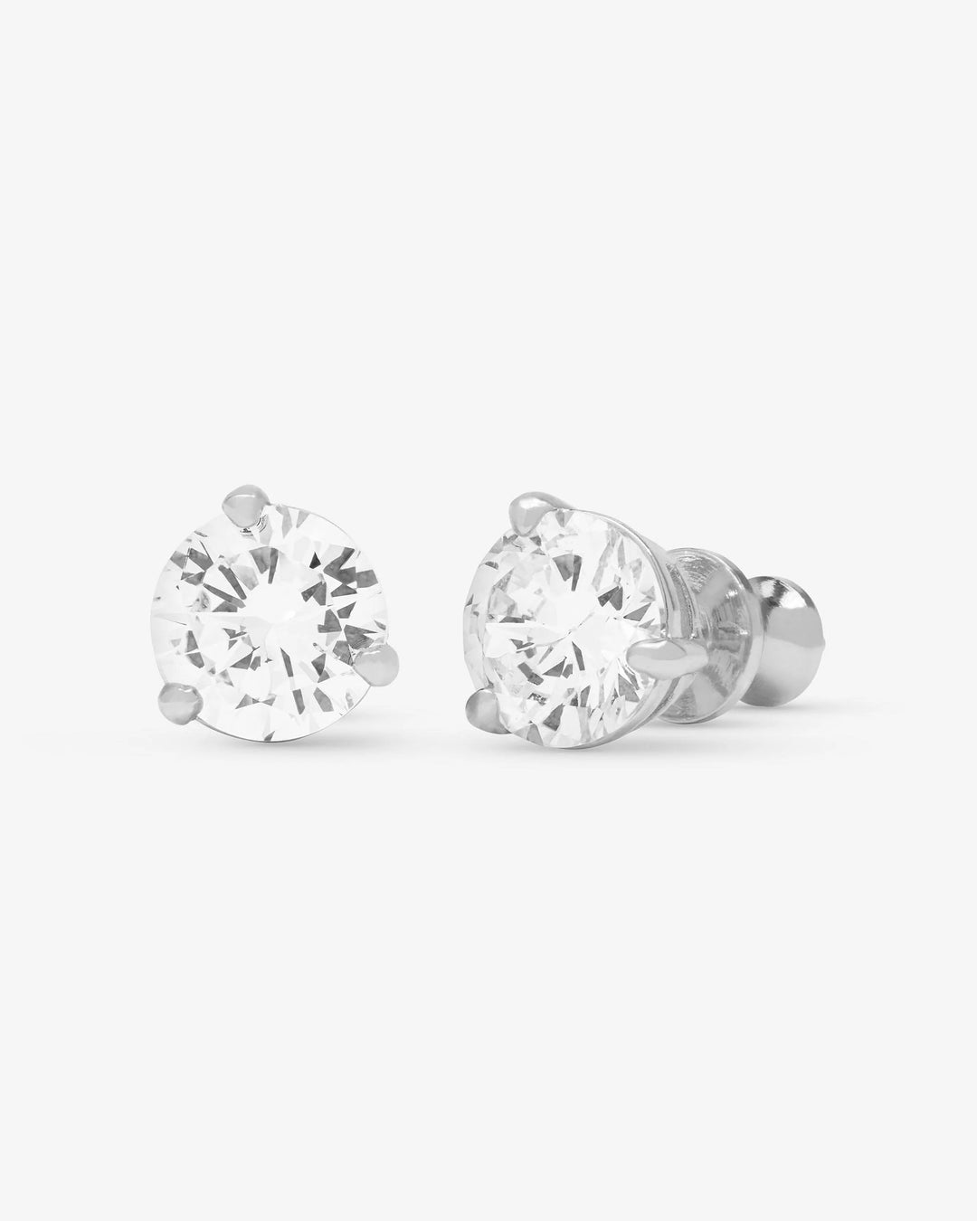 Not Your Basic 8mm Studs Silver|White Diamondettes