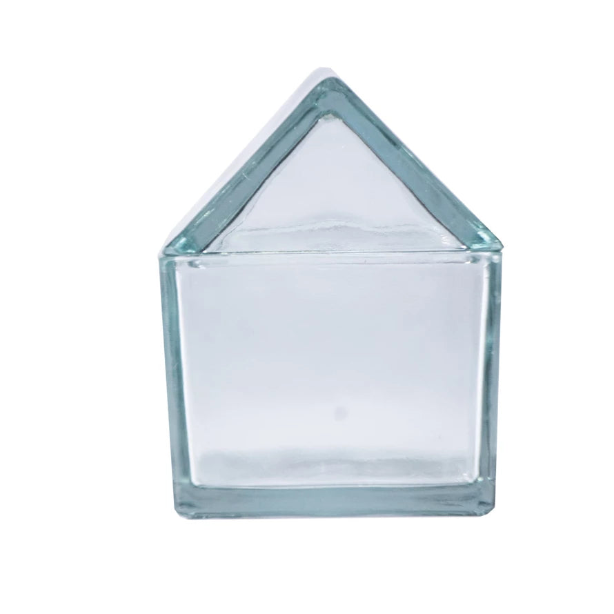 20 oz Recycled Glass House Shaped Jar with Lid