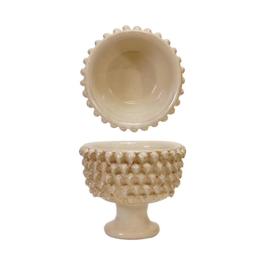 Terra-cotta 3D Formed Footed Planter, Cream Colored