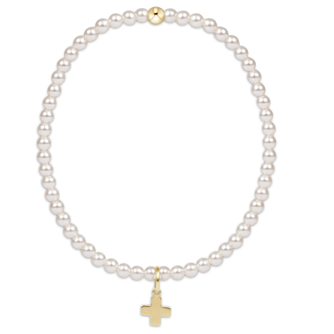 Classic Pearl 3mm Signature Cross Gold