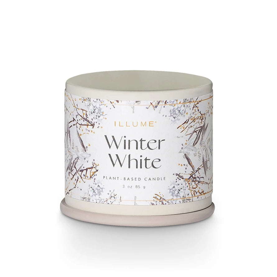 Winter White Candle Demi Tin