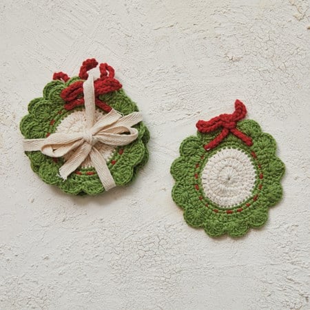 Cotton Crocheted Wreath Shaped Coasters
