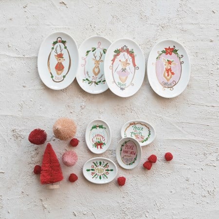 Small Stoneware Dish with Holiday Sayings