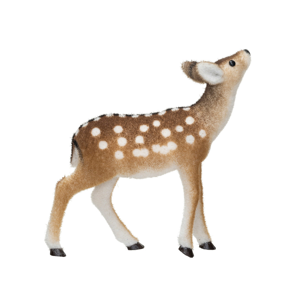 Flocked Foam Standing Deer, Brown & White