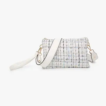 Izzy Tweed Crossbody with Guitar Strap White