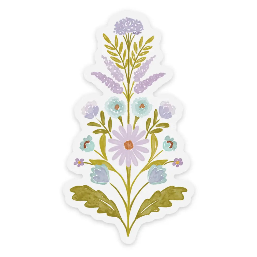 Clear Lavender Damask Sticker 1.9x3.3in
