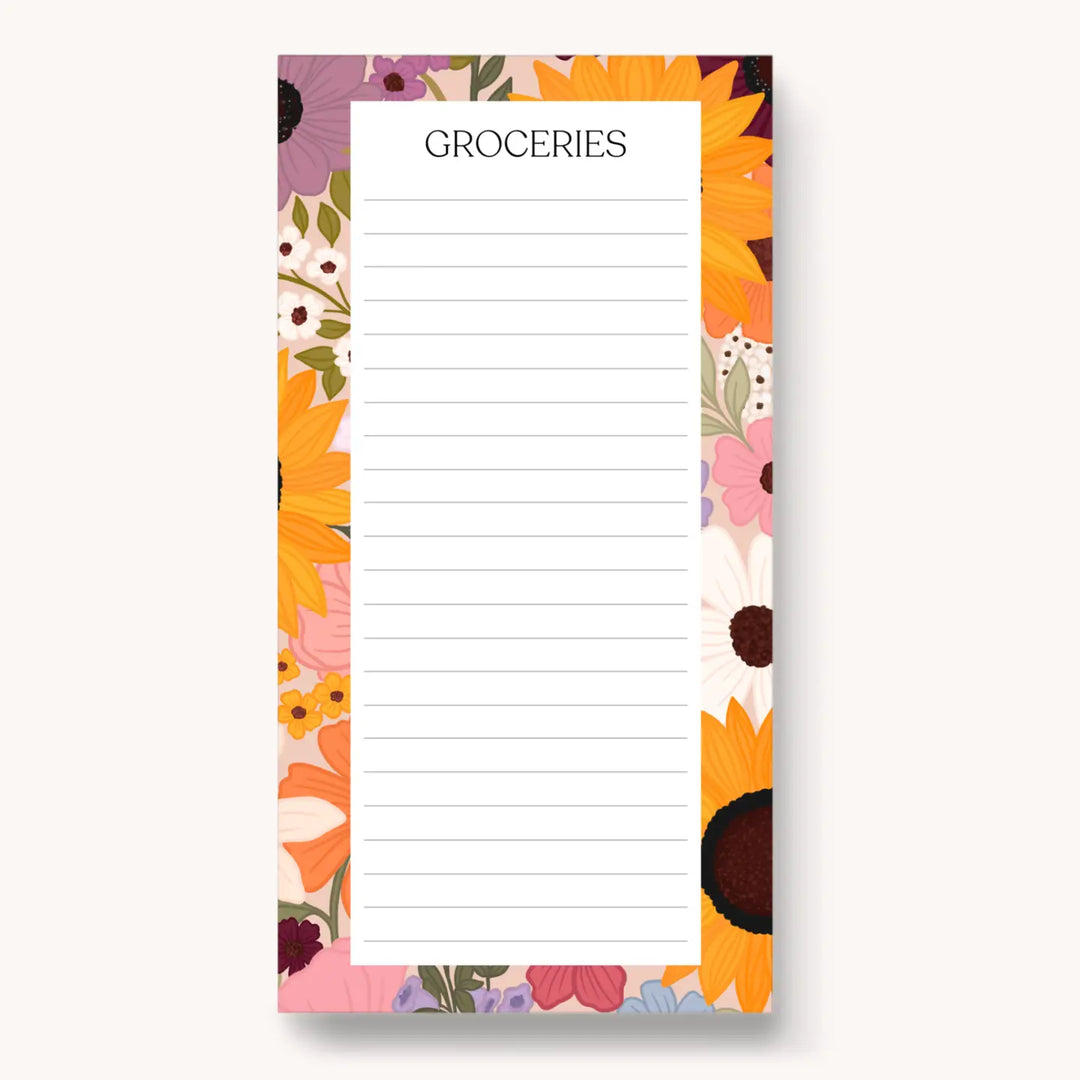 Rainbow Garden Magnetic Grocery Notepad