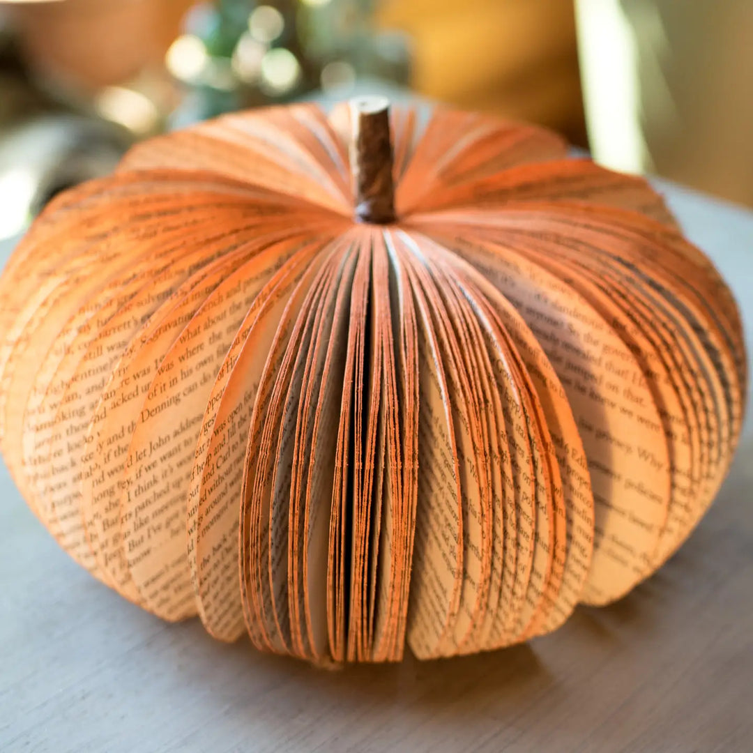 Book Pumpkin Rustic Orange Fall Decor Thanksgiving Halloween
