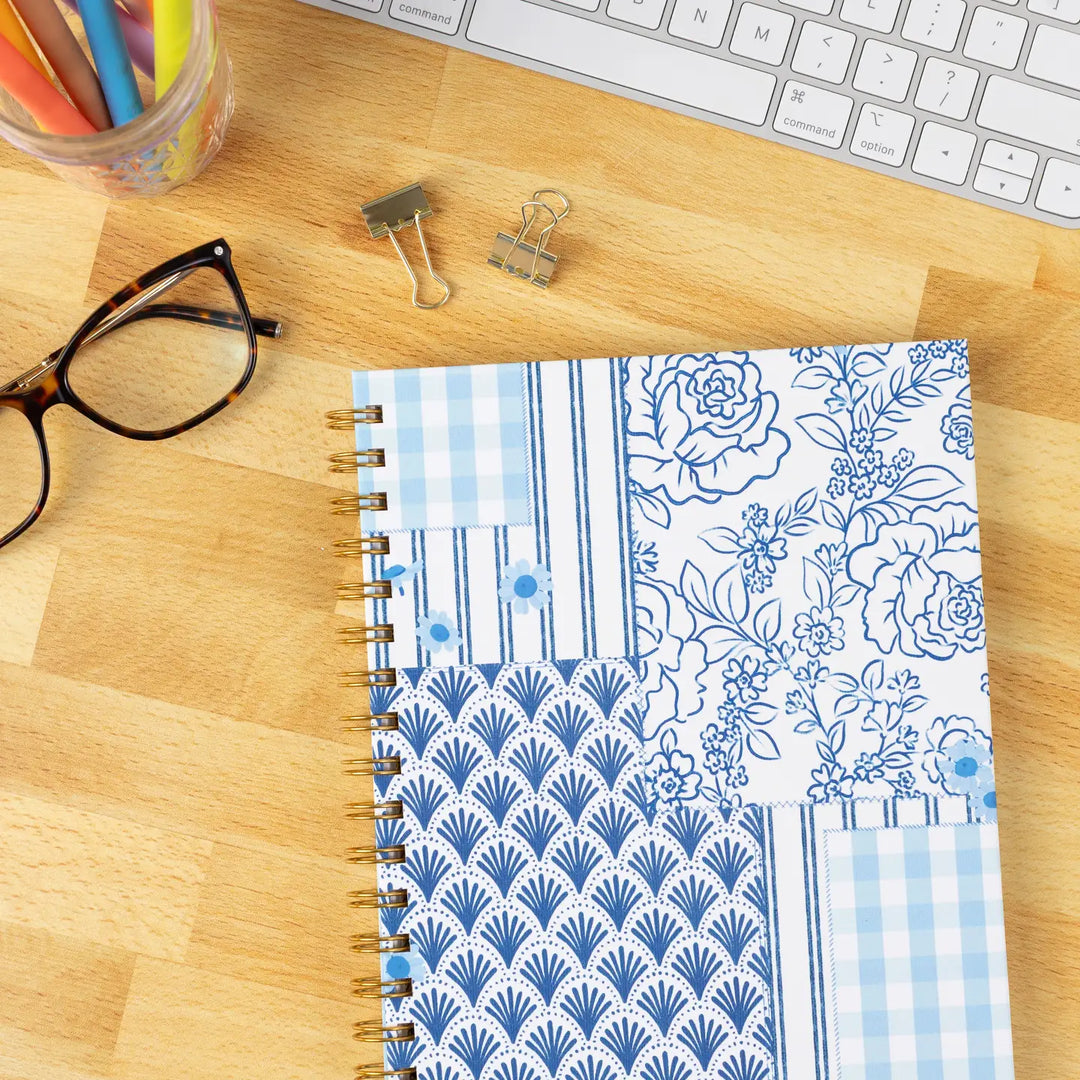 Coastal Patchwork 7x9 Hardcover Spiral Notebook