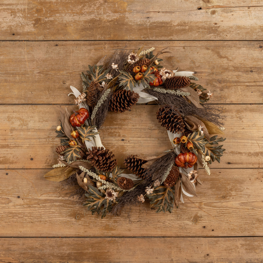 24 Pumpkin & Daisy Wreath