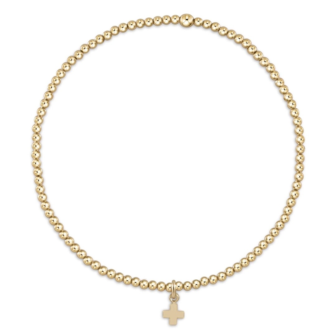 Classic Gold Bead Bracelet - Signature Cross Gold Charm