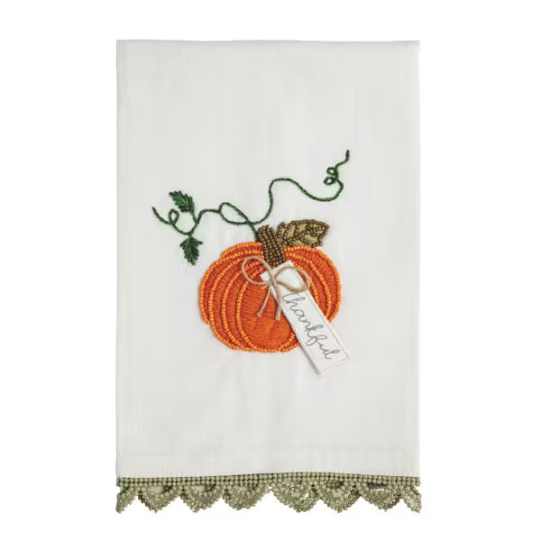 STACKED PUMPKIN BEADED EMBROIDERED TOWEL