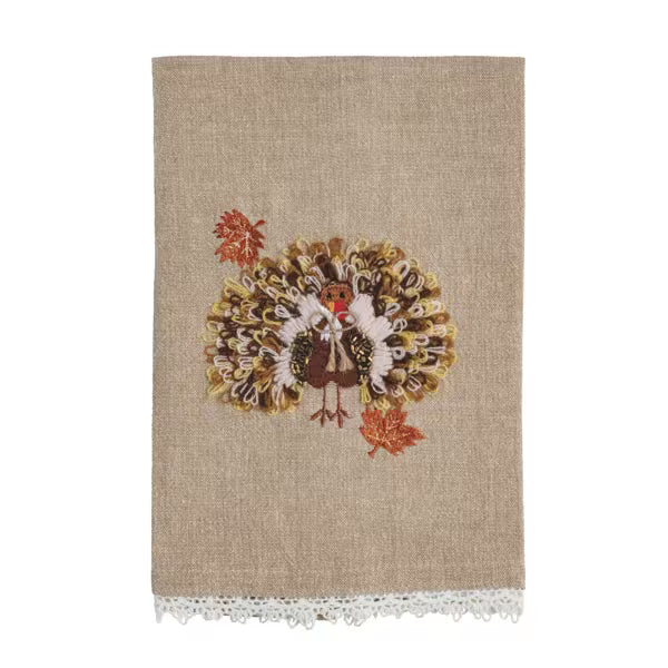 STACKED PUMPKIN BEADED EMBROIDERED TOWEL