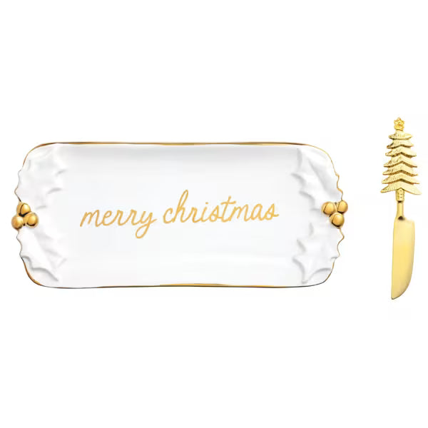 GOLD HOLLY BUTTER DISH SET