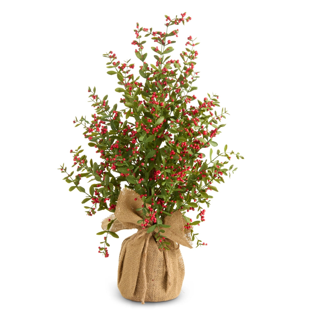 27" Red Berry Tree In Burlap Bag