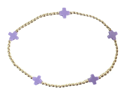 egirl signature cross small gold pattern 2mm bead bracelet