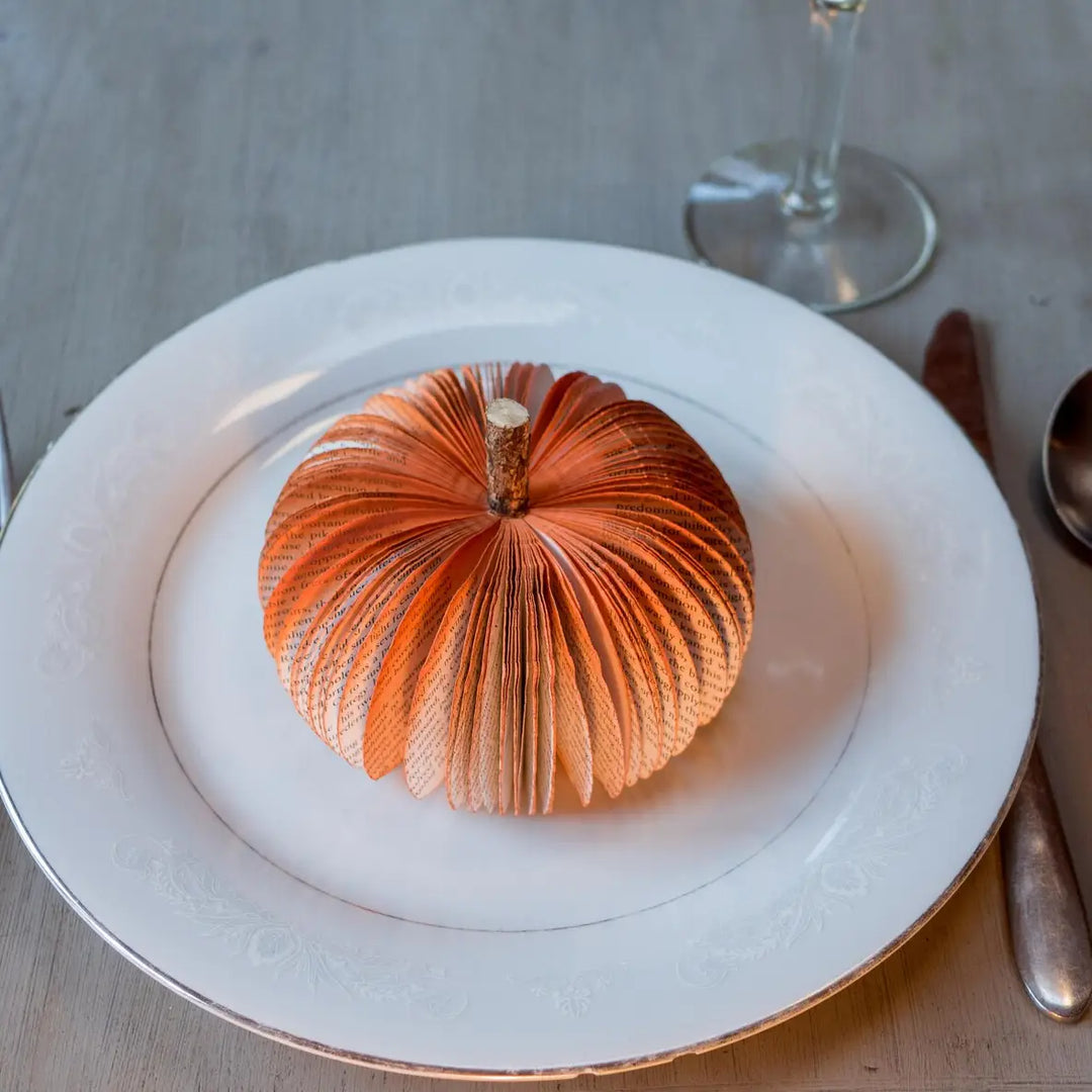 Book Pumpkin Rustic Orange Fall Decor Thanksgiving Halloween