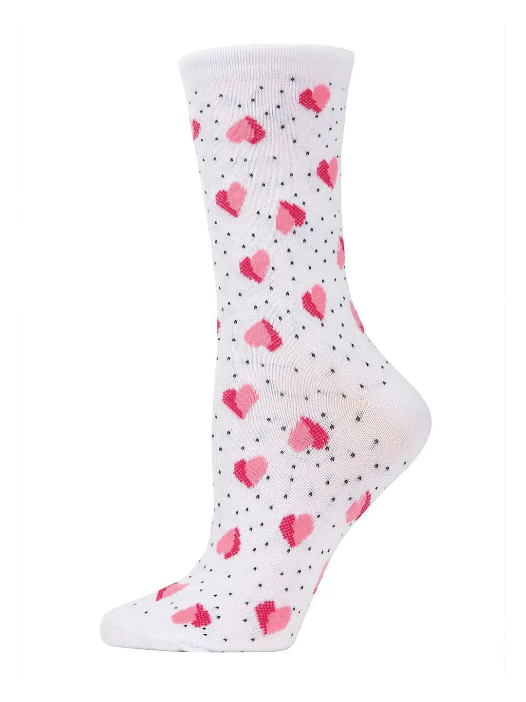 Memoi Floating Hearts Bamboo Crew Socks