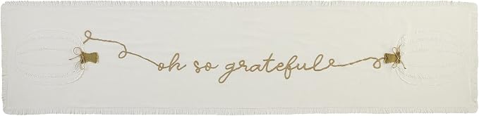 Mud Pie White Pumpkin Appliqué Table Runner 72 x 18 Inch
