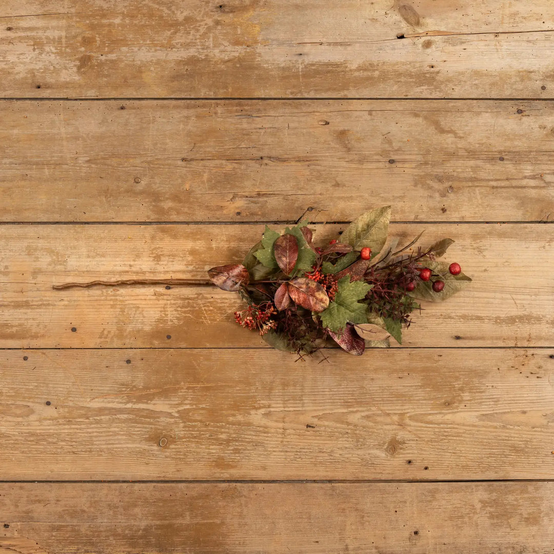 29" Burgundy Berry & Mixed Leaf Spray