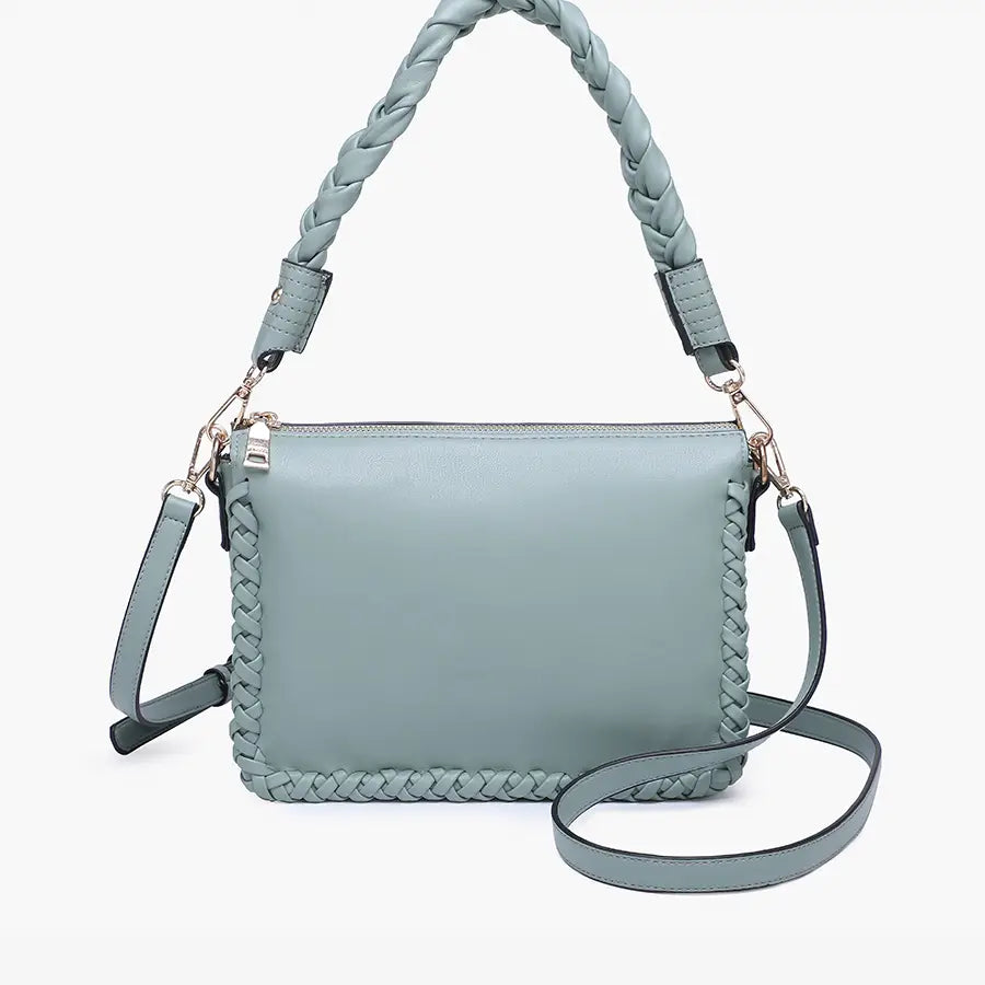 Judith Whipstitch Trim Shoulder Bag w/ Braided Handle