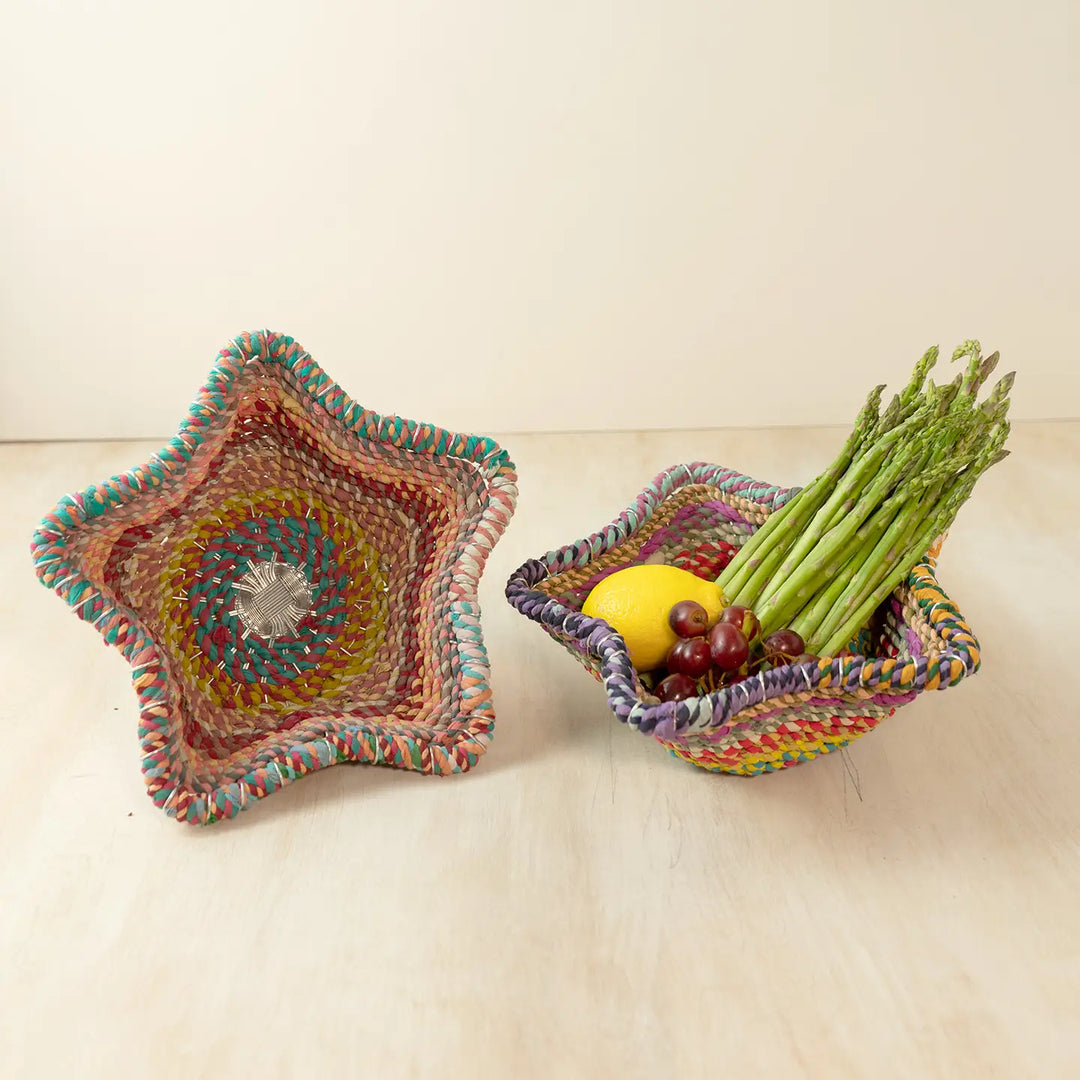 10" Star Multi-Colored Jute Basket