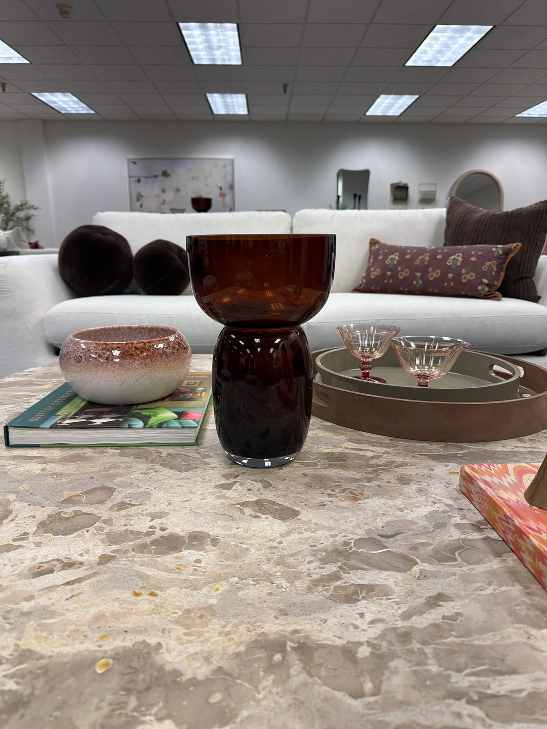 7" Round x 11-1/4"H Glass Vase, Brown