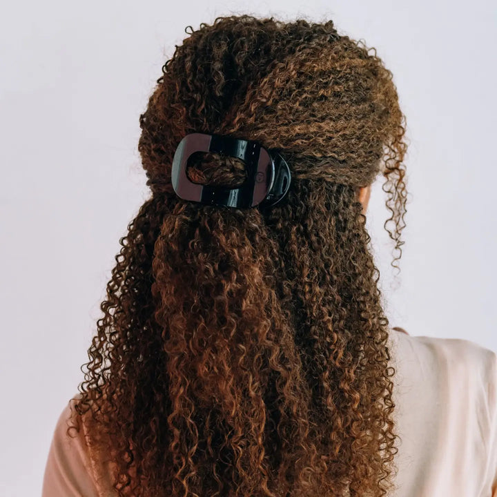 Round Flat Hair Clip  Jet Black