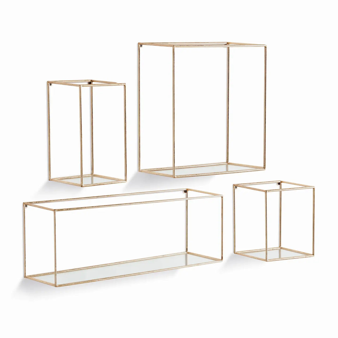 Duncan Mirrored Wall Shelves, Gold