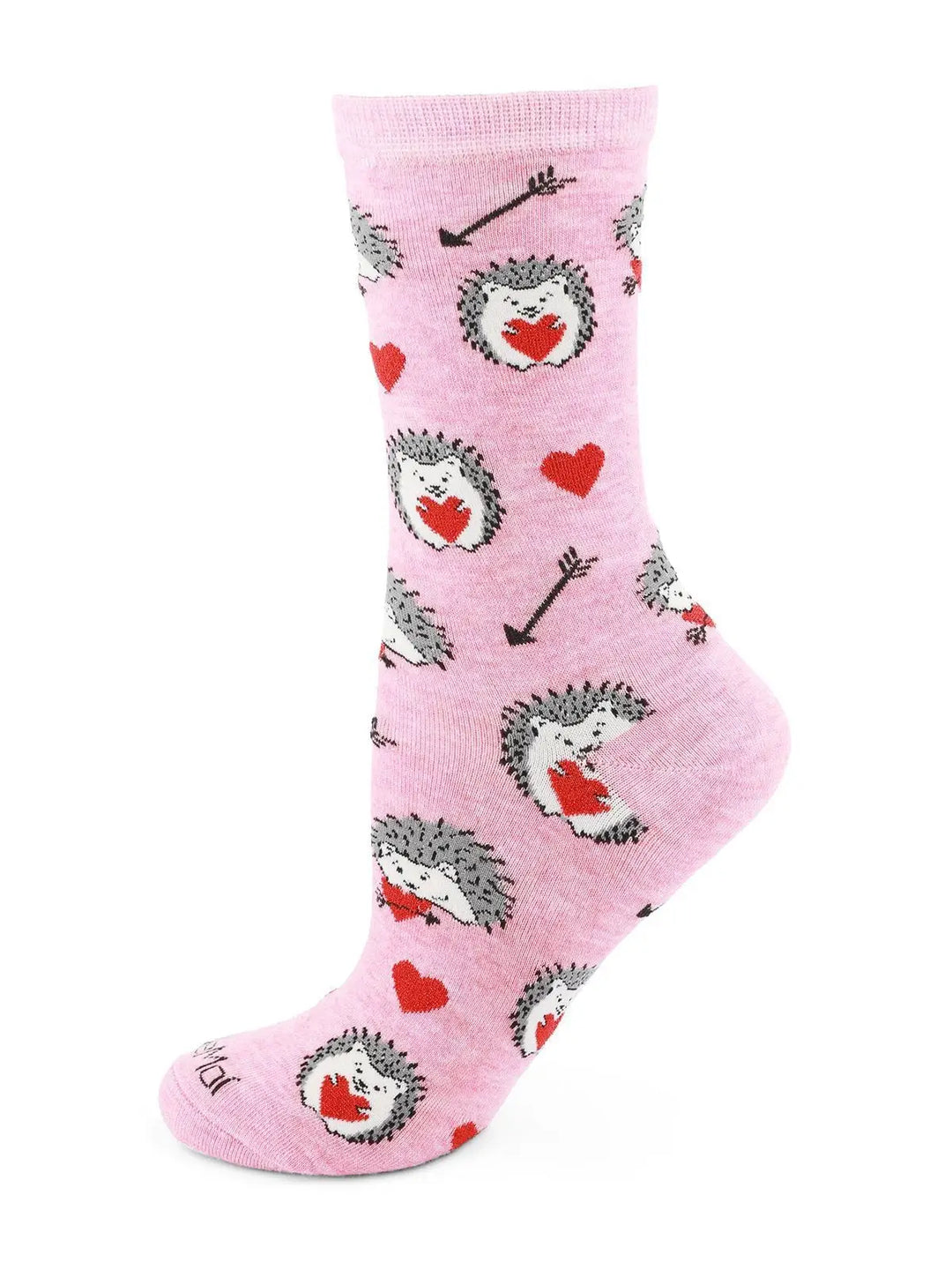 Memoi Love Struck Hedgehog Bamboo Crew Sock